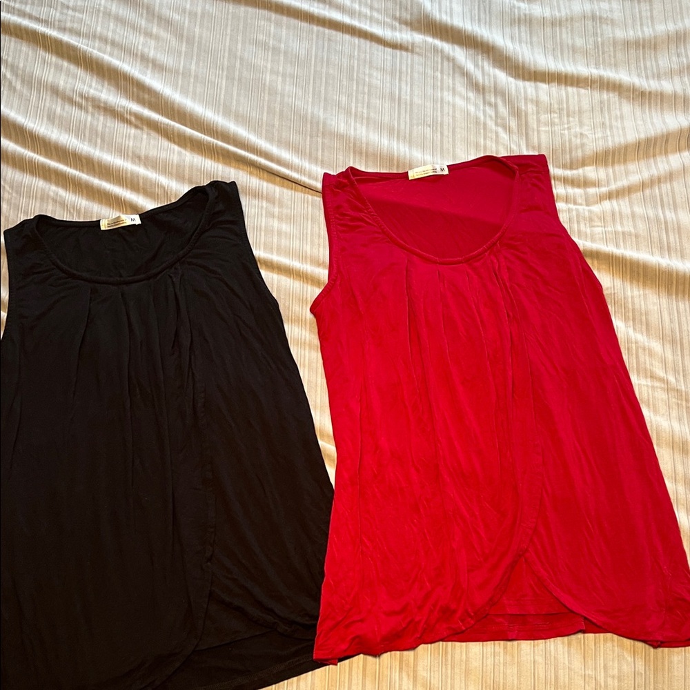 Women's Sleeveless Tops - Black and maroon